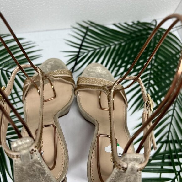 PELLE MODA Onora T-Strap Rhinestones High Heel Sandals In Platinum Size 7M - Picture 9 of 15